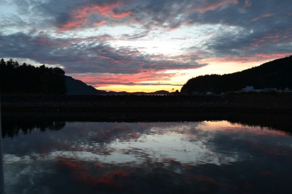Sun setting in Hoonah at 10:45