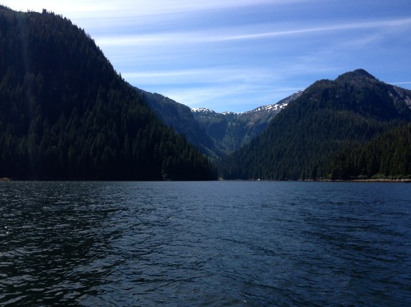 Perspective: Anegada (that small white dot) below the huge mountains in our Warm Springs cove.